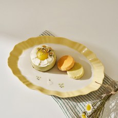 모던하우스 꽃바람둥둥 타원접시L26 노랑 NK2326006, 1개