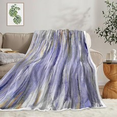 JAWO 골든 후리스 담요 - 골드 옐로우 추상 스트라이프 셰르파 남아 청소년 장식 기하학적 플러시 다크 에메랄드 모던 퍼지 홈 소파 카우치 침대용 127x152.4cm(50x