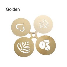 커피 스탠실 라떼아트 스테인레스 스틸 커피 스텐실 라떼 카푸치노 장식 스텐실 케이크 쿠키 스프레이 페인트 아트 베이킹 금형 커피 액세서리, 황금의, 1개