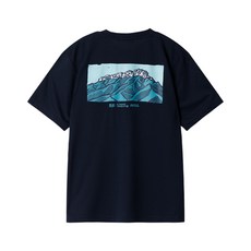 한국의 산 설악산 국립공원 디자인 커플용 네이비 곤색 기능성 등산 티셔츠 - 흡습건속 빠른 건조 경량 아웃도어 남녀공용