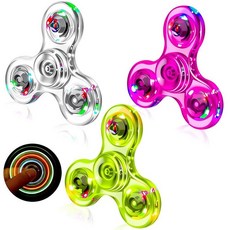 Figrol Fidget Toys 6팩 어린이 및 성인용 라이트 업 피젯 스피너 스트레스 완화 진정 자폐 ADHD 장난감이 있는 아동용 감각 장난감 (핑크 옐로우 그린, 크리스탈-화이트&핑크&그린