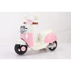 淘氣寶貝 兒童電動機車 可愛造型 內建音樂 酷炫燈光 充電式電動童車, 1個, 白粉色