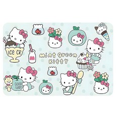 Tiger Pavilion 헬로키티 사각 러그, 라이트 그린