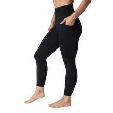 90 Degree By Reflex 여성용 레깅스 하이 웨이스트 엘라스틱 프리 발목 길이 사이드 포켓 포함 블랙. XL 159741