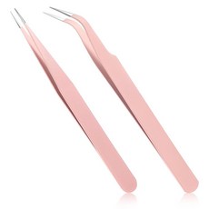 ECLATIS Guduling 핀셋 속눈썹 2개 핑크 크래프팅 핀셋 공예용 스테인리스 스틸 연장 연장 어플리케이션 인조 적용 도구 285775, Guduling 핀셋 속눈썹 2개, 핑크 크래프팅 핀셋