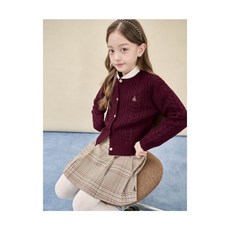 빈폴 키즈 BI5X5AGE1Z Essential 여아 울혼방 케이블 카디건 와인 965552