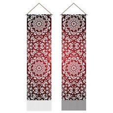 2개 침실 및 거실 장식용 폴리에스터 벽걸이 태피스트리 직사각형 꽃무늬 1160x330mm, 혼합색