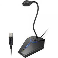 CMTECK USB 컴퓨터 마이크 플러그 앤 플레이 데스크탑 전방위 콘덴서 PC 노트북 LED 표시기가 있는 음소거 버튼 WindowsMac과 호환 유튜브 스카이프 녹음 게임에, 음소거 버튼 포함, Black
