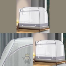 마켓보스샵 사각 원터치 침대모기장 150x200cm 그레이 딥슬립