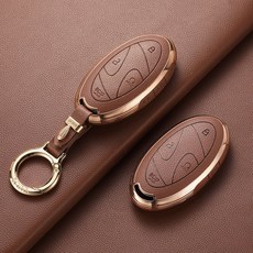 YAILIS 호환 현대 키케이스 가죽 TPU 5버튼 7버튼 스마트자동 차키케이스 세트, 02.갈색 02.갈색