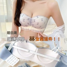 半杯內衣女小胸聚攏顯大無鋼圈收副乳蕾絲無肩帶文胸罩