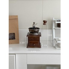 미니 소품 악세사리 타자 달력 흔들말 가림막 시계, 1개, 커피색 기계 장식품 진갈색 나무 철제