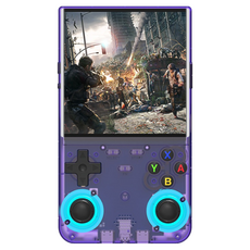 MMQ R36 울트라 휴대용 레트로 게임기 64GB, 클리어 퍼플