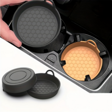 차량용 먼지 소음 방지 컵홀더 실리콘 패드 2p 세트, 블랙, 1세트