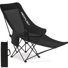 메디플릿 접이식 4단 각도조절 대형 경량 메쉬 리클라이너 캠핑의자, 블랙, 1개