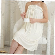 여성 샤워가운 밴드 스트랩리스 원피스 홈웨어 목욕가운 화이트 면소재 집안복 휴식복