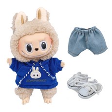 엘리붐 라부부 인형옷 운동화 후드티 청바지 꾸미기 3종 세트, 블루+화이트스니커즈, 1개