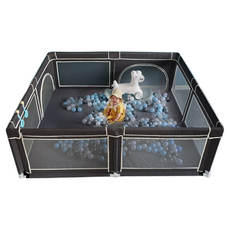 台灣現貨SGS檢驗兒童遊戲圍欄，加厚加高安全圍欄，嬰兒安全柵欄透氣寵物圍欄, 高級黑（127*127）