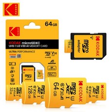 KODAK 마이크로 SD 카드 플래시 TF 메모리 어댑터 256GB a1 V30 100 MB/S, 04 64GB