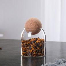 DFMEI 玻璃瓶子球蓋密封罐咖啡豆收納盒廚房雜糧儲物罐創意軟木塞茶葉罐, 1個