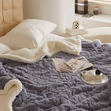 모니즈 아가일 꽈배기패턴 극세사 양면 양털담요