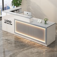 심플 현대적인 수납형 카운터데스크 사무실 업소용 인포메이션데스크, 기역자A07(1800mm)+LED조명