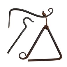 Artisan Owl 스트라이커 가죽 스트랩 및 걸이용 브래킷이 있는 주철 삼각형 디너 벨 - 소박한 홈 데코 악센트 입구 주방 정원 또는 파티오 장식, Artisan OWL 울 스트라이커, 가죽 스트랩 및