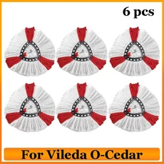 Vileda O-Cedar EasyWring 1 탱크 시스템 용 교체 헤드 리필 마이크로 화이버 가정용 청소, 02 6 pcs