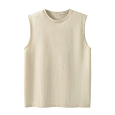 2025 여름 남성 워싱 코튼 탱크탑 머슬 짐 민소매 운동 티셔츠 러닝 비치 루즈 컷오프 티