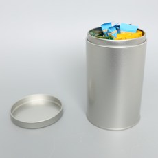 생활만 메탈 틴케이스 커피 티백 녹차 정리 보관 수납함, 1개, 원형메탈 틴케이스