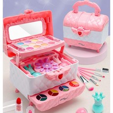 인형용 어린이 메이크업 핸드백 세트 메이크업 세트 큐티 하트 보물상자 네일 립스틱 장난감 세트, 1개, 01