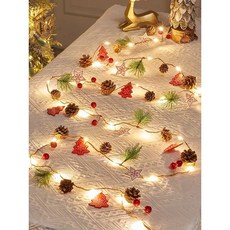 聖誕裝飾燈 松果松針燈串燈條 電池燈USB燈 節日佈置店舖櫥窗場景佈置 聖誕樹掛件 聖誕燈耶誕節裝飾, 熱賣款暖光電池款, 1個