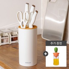 아이보리 4종 주방칼 칼꽂이 세트+선인장 브러쉬 오일병 증정, 단품