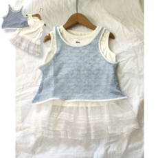 하와즈 2종 나시세트 니트짜임 탑나시 밑단레이스 민소매 레이어드세트 YX