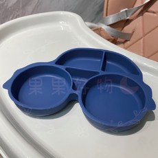 寶寶矽膠餐盤 汽車造型 吸盤設計 柔軟防摔, 汽車餐盤-藍色, 1個