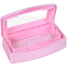 플라스틱 살균 트레이 트레이 네일 핀셋 헤어 살롱 스파 및 커터 매니큐어 장비용 깨끗한 상자 보관 정리함 - 투명 뚜껑 핑크, GreenPink