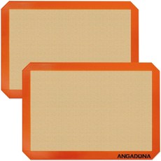 실리콘 베이킹 매트 세트 이지 클린 및 논스틱 식품 등급 재사용 오븐용 하프 시트 마카롱 쿠키 페이스트리용 2개, Orange-4A