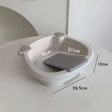 KP精選 帶搓衣板洗衣盆 學生宿舍洗衣神器 加厚塑料搓衣盆 家用洗衣盆 洗衣籃, 1個, 灰貓耳【自帶搓衣板】, 灰貓耳【自帶搓衣板】