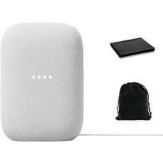 Google 오디오 블루투스 스피커 - 무선 음악 스트리밍 강력한 사운드 어시스턴트 내장 Wi-Fi 및 연결 스마트 홈 제어 스테레오 페어링 파우치 천 포함