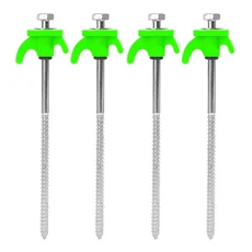20CM 탄소강 텐트 펙 스파이크 훅 캠핑 텐트 못 나선형 캐노피 말뚝 야외용 10/2개 나사 앵커 텐트 말뚝, 11 Green - 4pcs