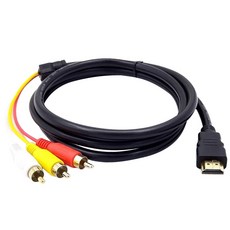 高清HDMI轉AV端子線 1.5米 機上盒連接電視 AV鍍金轉接線 紅白黃影音線, HDMI轉AV線(1.5米)黑色, 1個, HDMI轉AV線