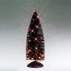 Lemax 오렌지 조명이 있는 블랙 브리슬 트리 배터리 작동(4 조명 나무 #54518, Lemax 오렌지 조명이 있는 블랙 브리슬 트리, 배터