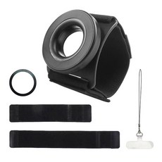 多功能磁吸手機腕帶 旋轉設計 運動配件, 黑, 1個