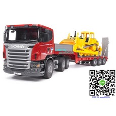 Bruder SCANIA 紅色 1/16 靜態三軸拖車平板車, 1個