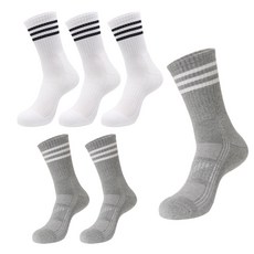 PRS 남성용 빅사이즈 큰발 3line 장목 스포츠양말 6켤레, 그레이+화이트 혼합, 1세트