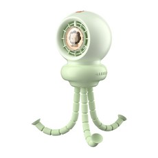 스네몬 유모차 선풍기 저소음 문어발 집게 거치대, 1개, 그린