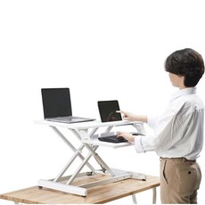 BIKASU 높이조절 스탠딩 모션데스크 서서일하는 컴퓨터 책상 테이블, 화이트