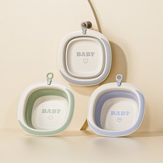 折疊洗臉盆 嬰幼兒可懸掛兒童洗屁股/洗腳盆, 洗臉臉+洗屁屁+洗腳腳【3個裝】, 1個