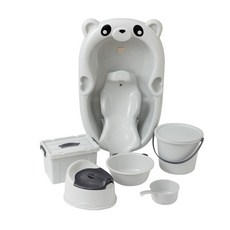 新生兒大號浴盆寶寶洗澡套裝加厚兒童沐浴禮品七件套浴盆, 灰色:一個