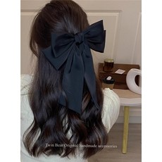 [오드리햅번 스타일] 왕리본핀 올림머리 스타일링 U자비녀, 블랙 실크